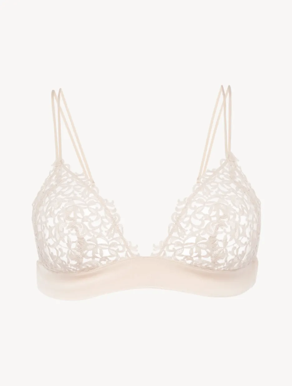 Rose Beige Triangle Bra With Macramé