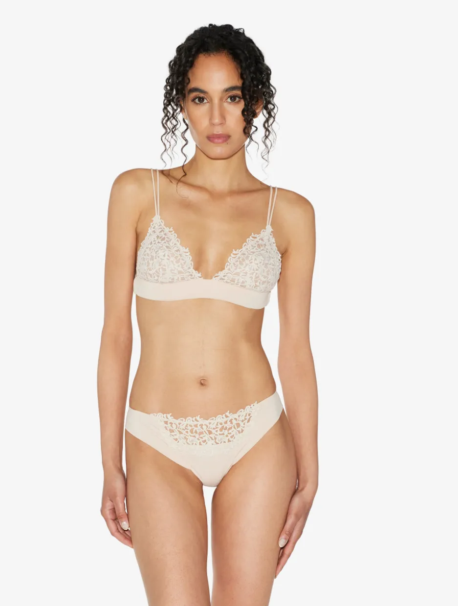 Rose Beige Triangle Bra With Macramé
