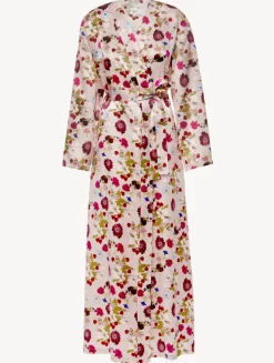 Silk Floral Print Long Robe