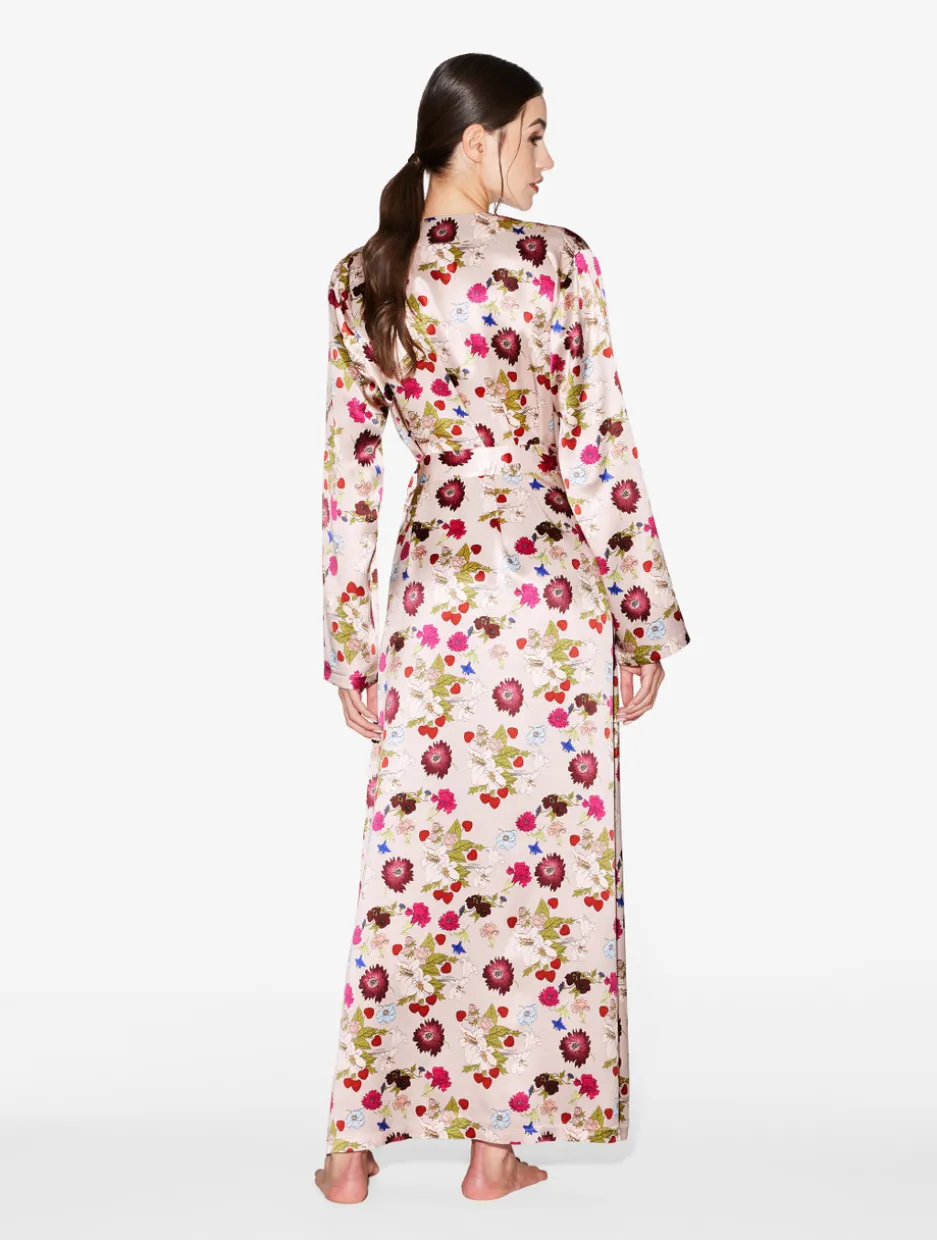 Silk Floral Print Long Robe