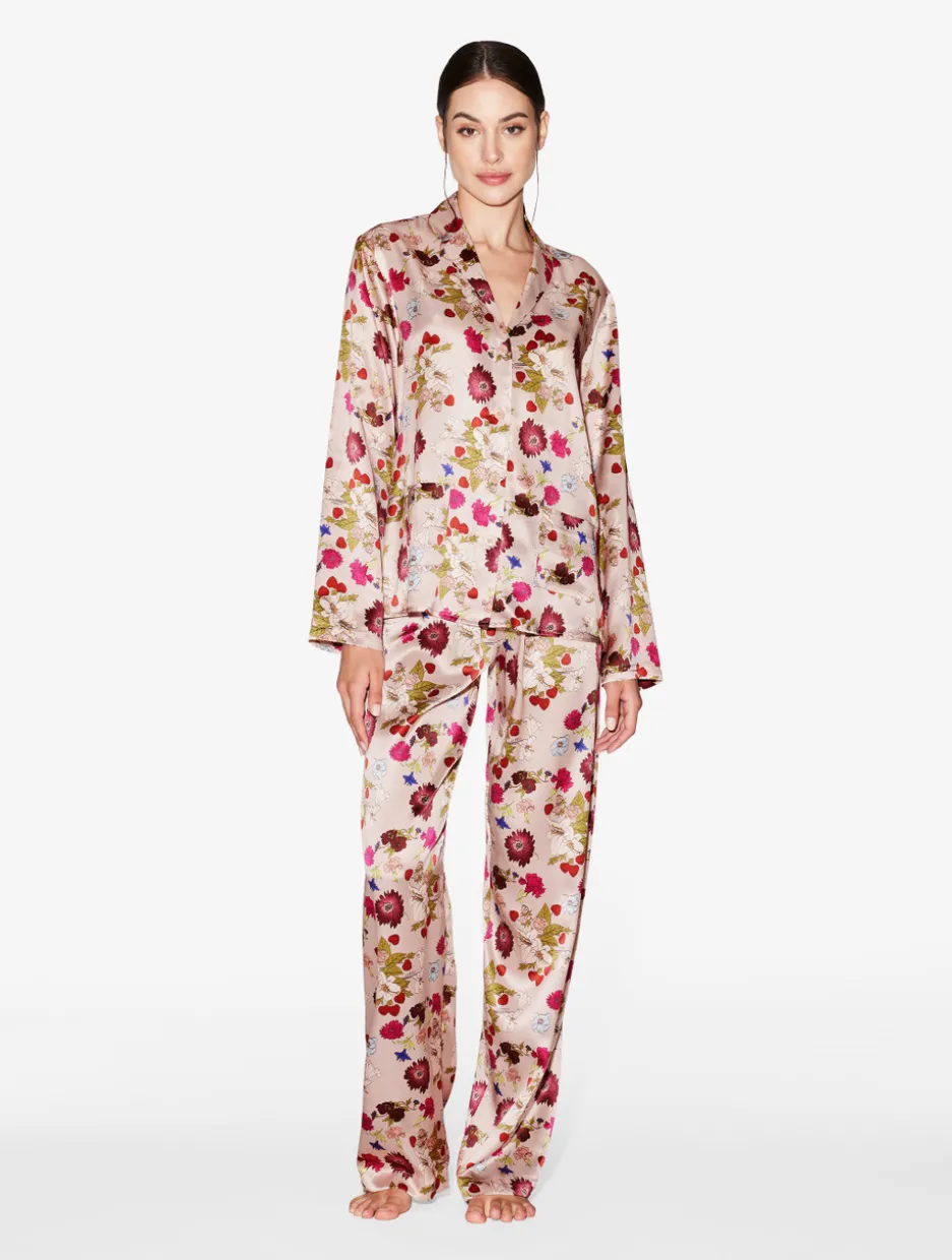 Silk Floral Print Pajama Set