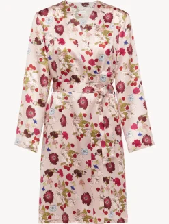 Silk Floral Print Short Robe