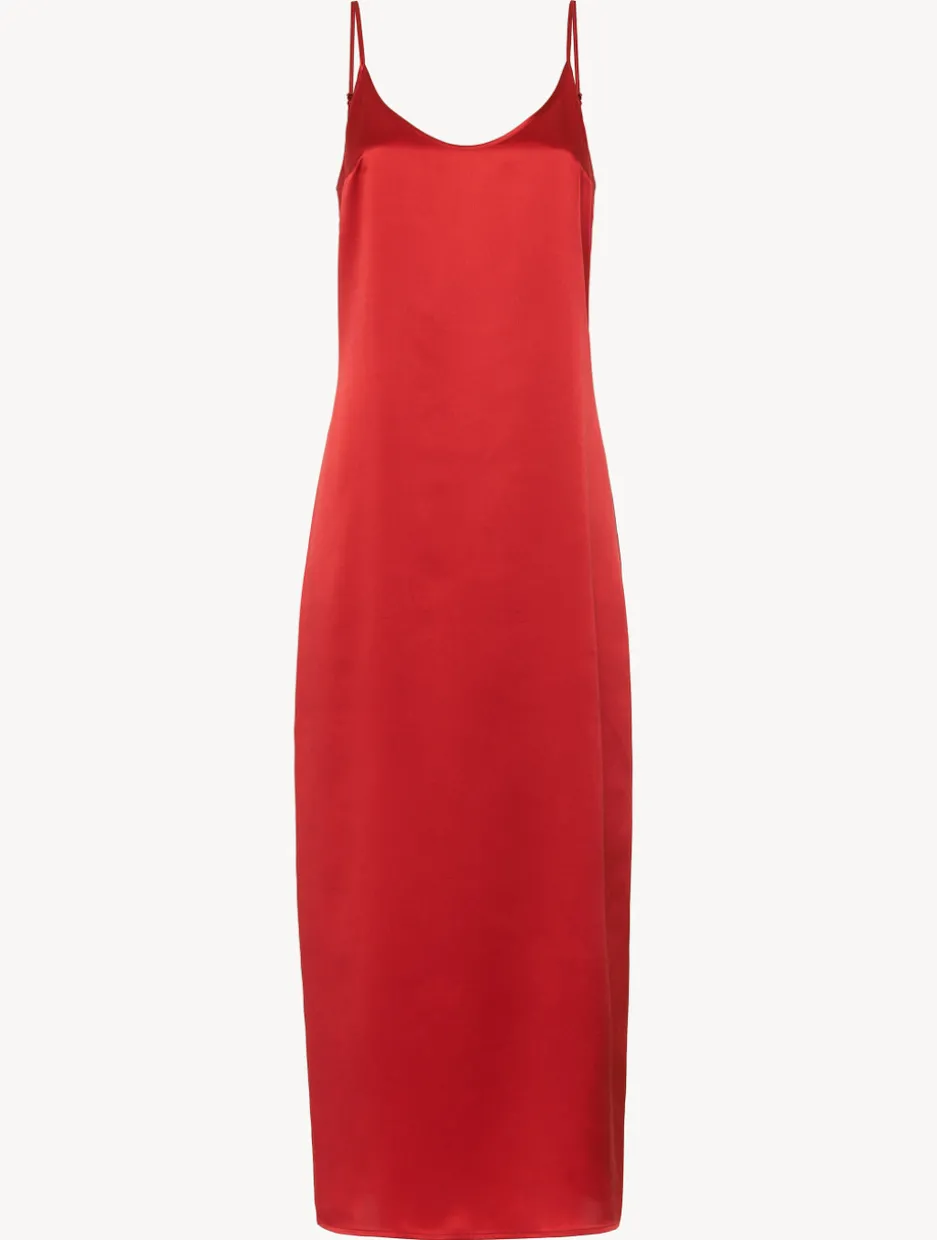Silk Long Nightdress In Garnet