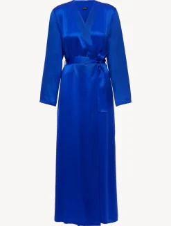 Silk Long Robe In Electric Blue