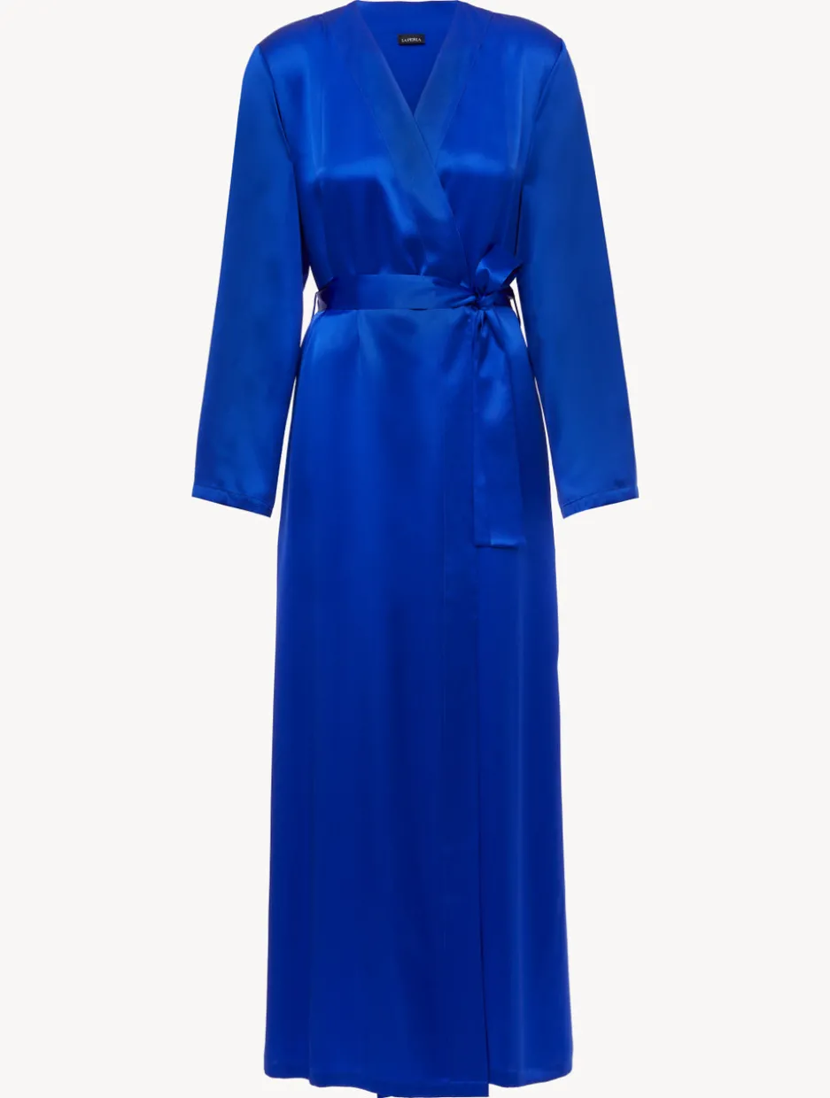 Silk Long Robe In Electric Blue