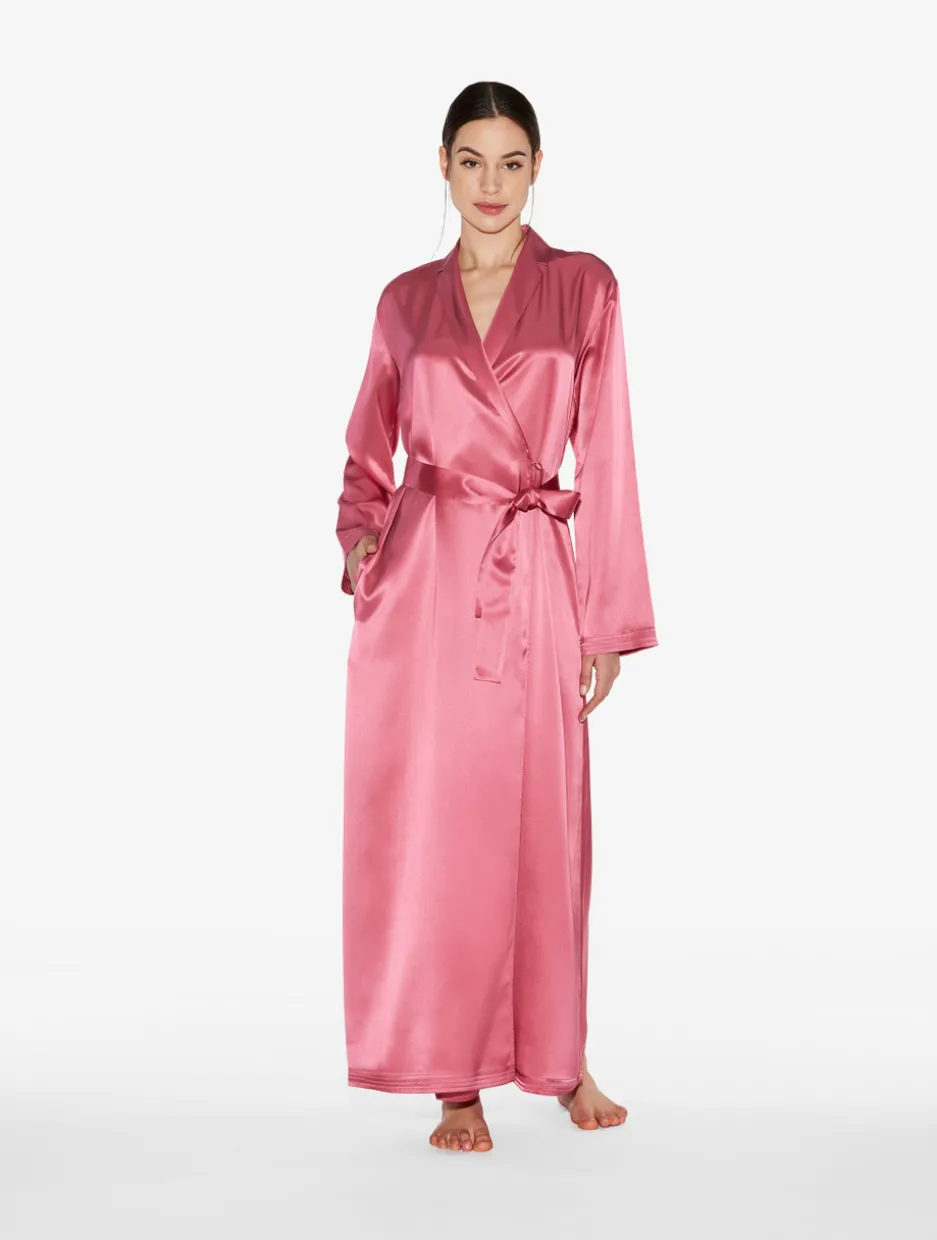 Silk Long Robe In Wild Orchid