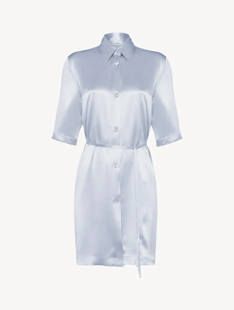 Silk Long Shirt In Azure