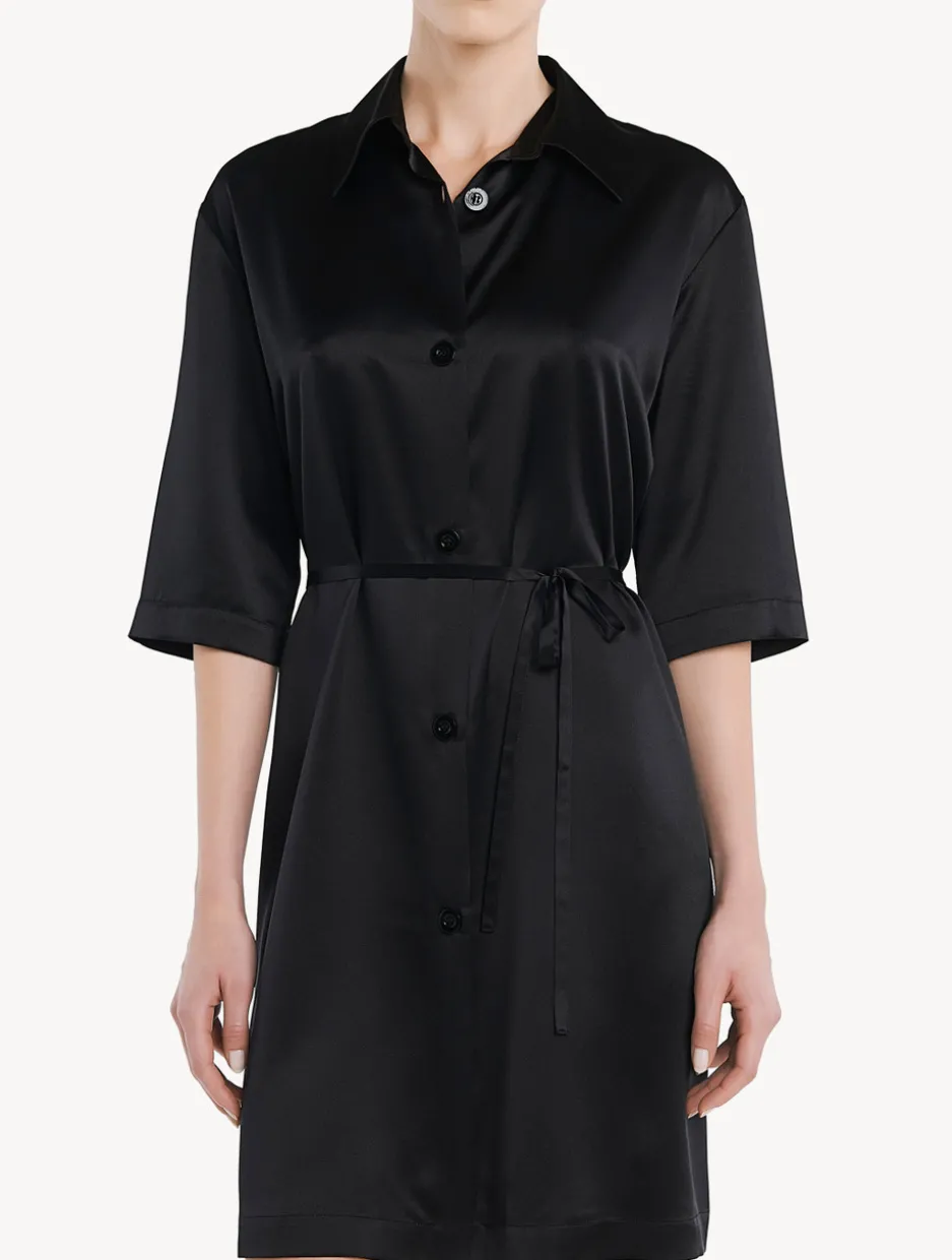Silk Long Shirt In Black