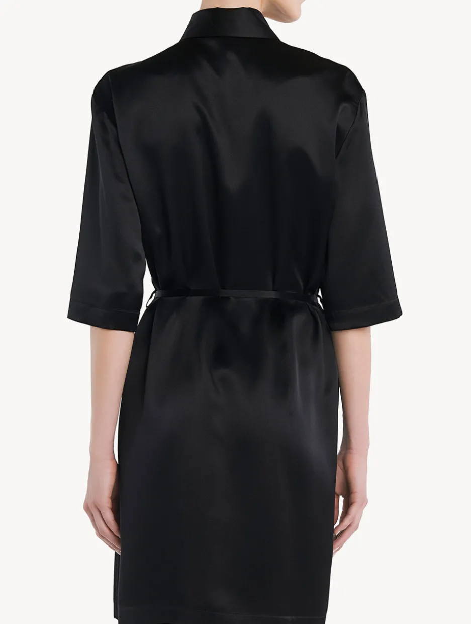Silk Long Shirt In Black