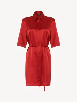 Silk Long Shirt In Garnet