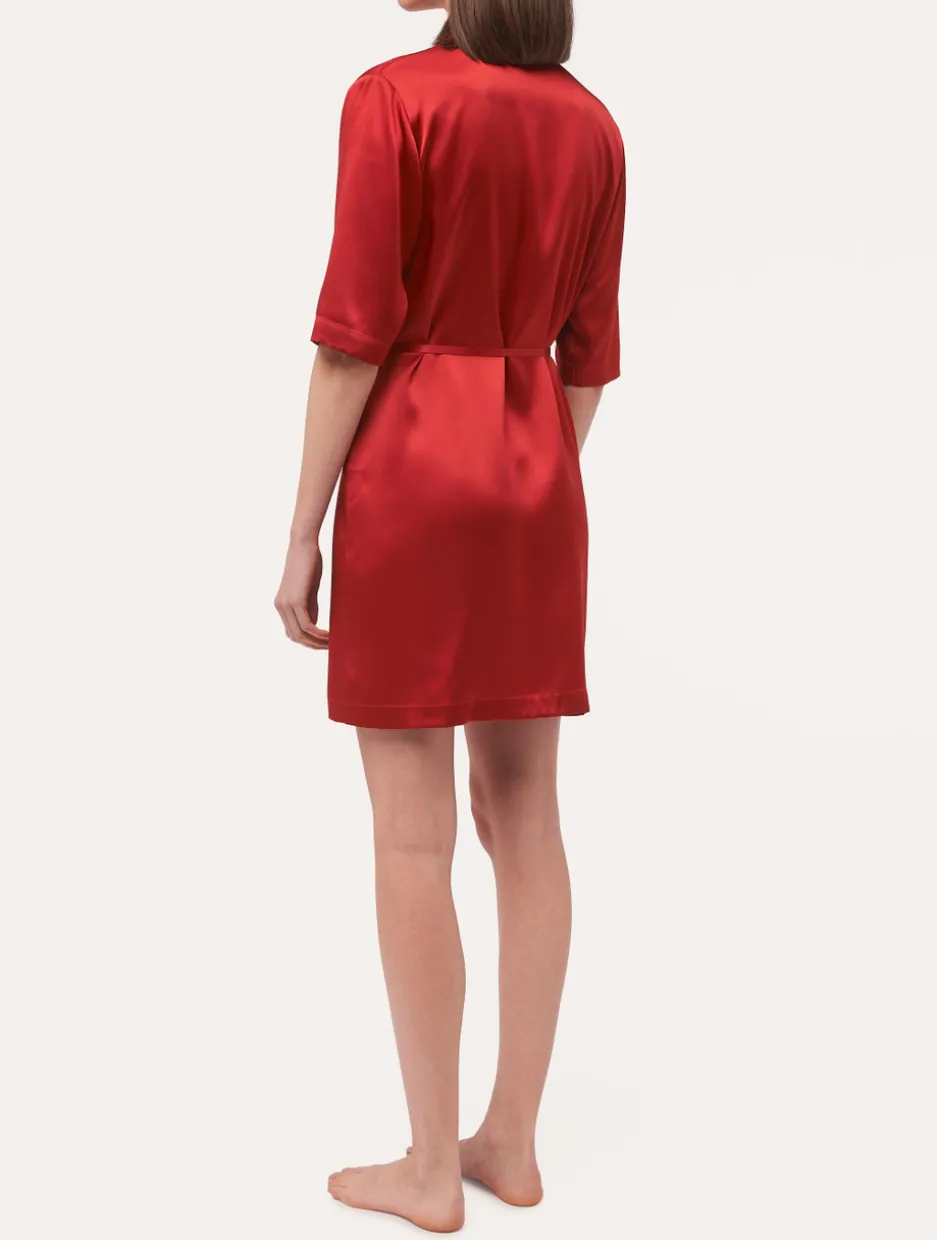 Silk Long Shirt In Garnet
