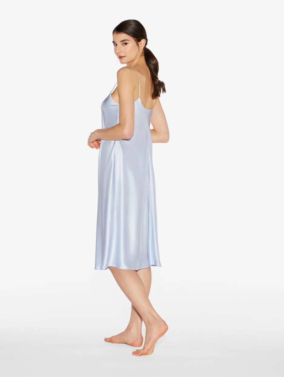 Silk Midi Nightdress In Azure