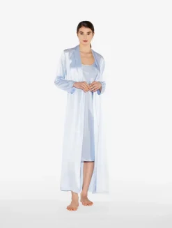 Silk Midi Nightdress In Azure