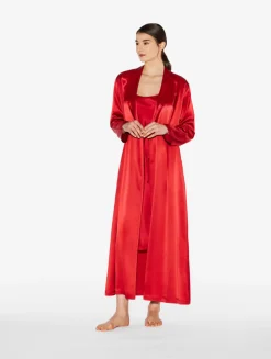 Silk Midi Nightdress In Garnet