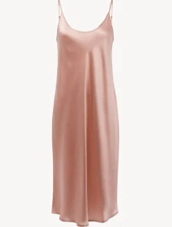 Silk Midi Nightdress In Powder Pink