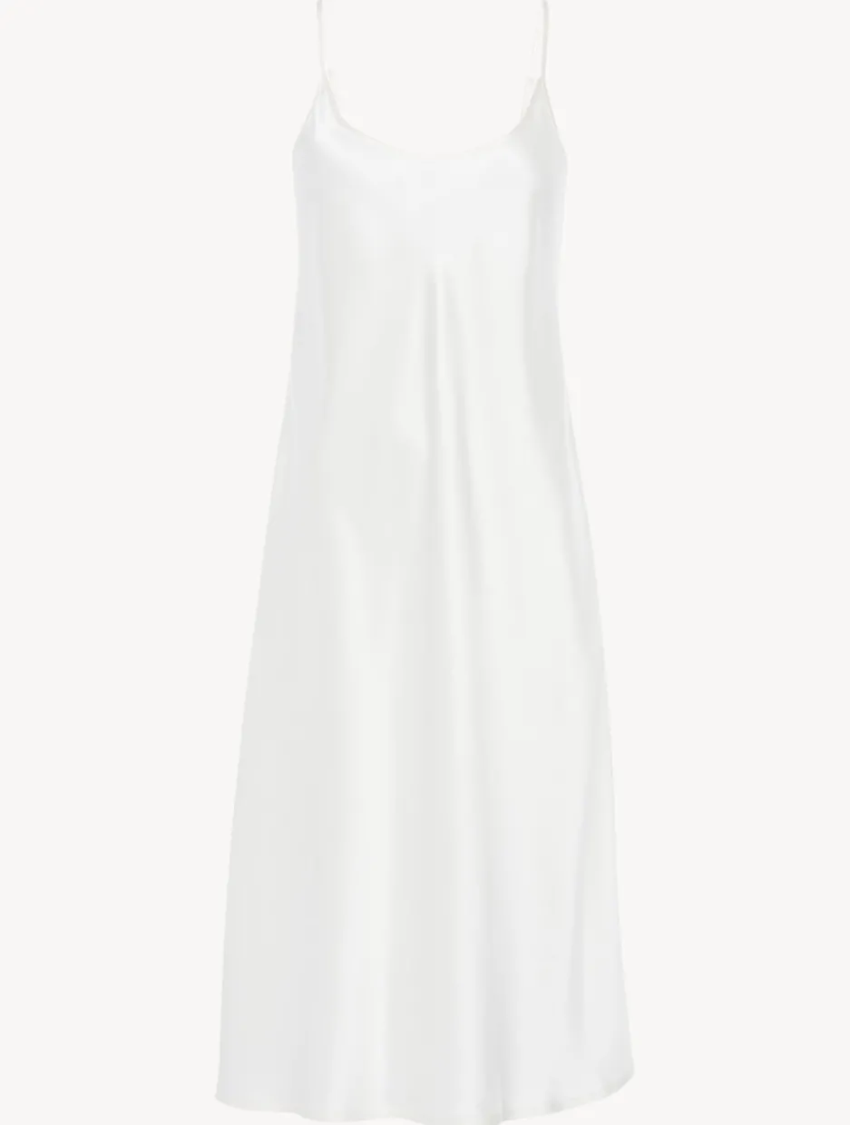 Silk Midi Nightdress In White