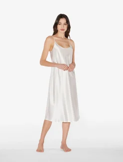 Silk Midi Nightdress In White