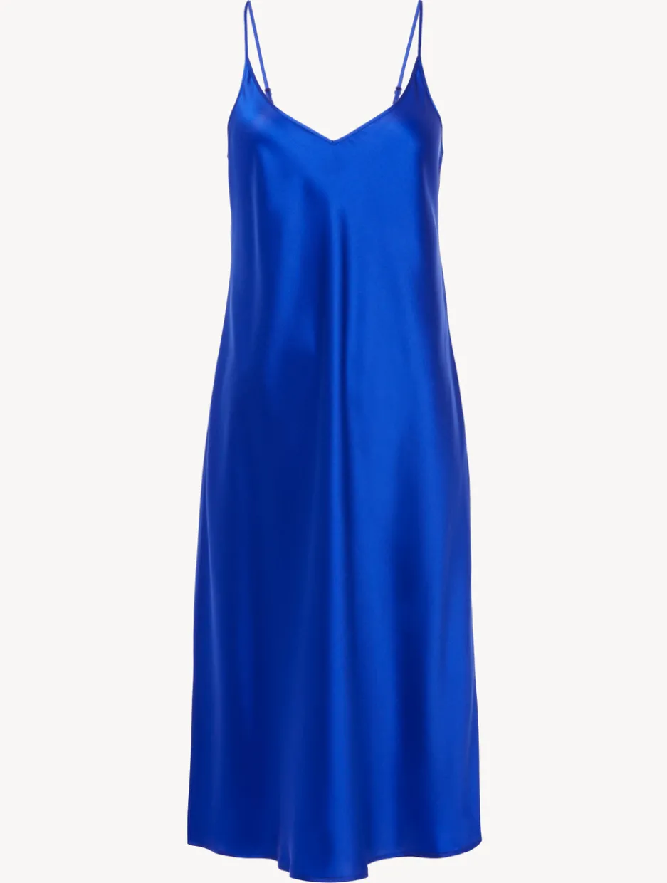 Silk Midi Nightgown In Electric Blue