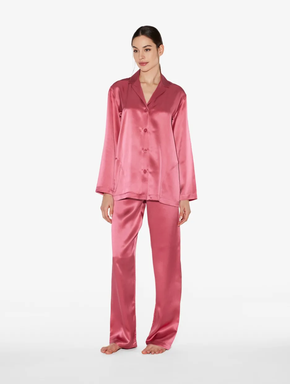 Silk Pajama Set In Wild Orchid
