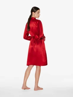 Silk Short Robe In Garnet