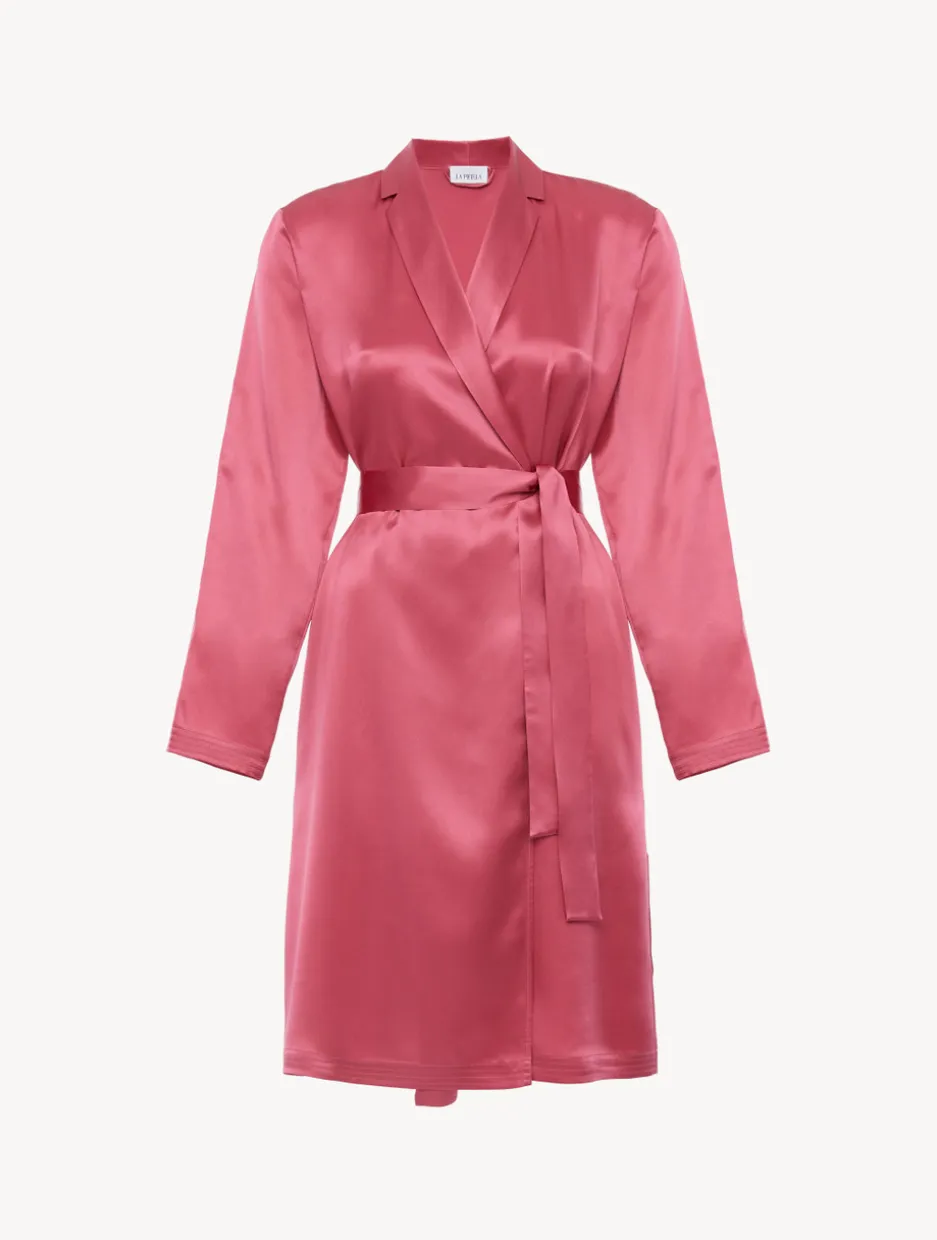 Silk Short Robe In Wild Orchid