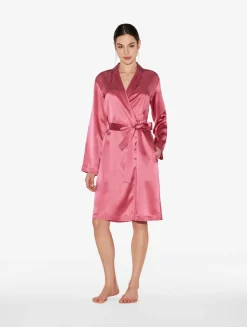 Silk Short Robe In Wild Orchid