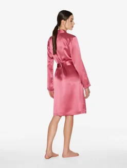 Silk Short Robe In Wild Orchid