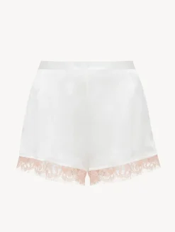 Silk Shorts With Leavers Lace In White