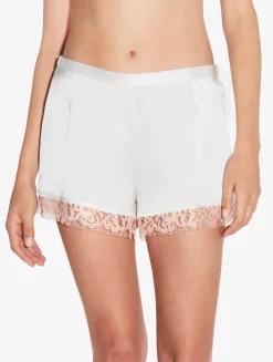 Silk Shorts With Leavers Lace In White