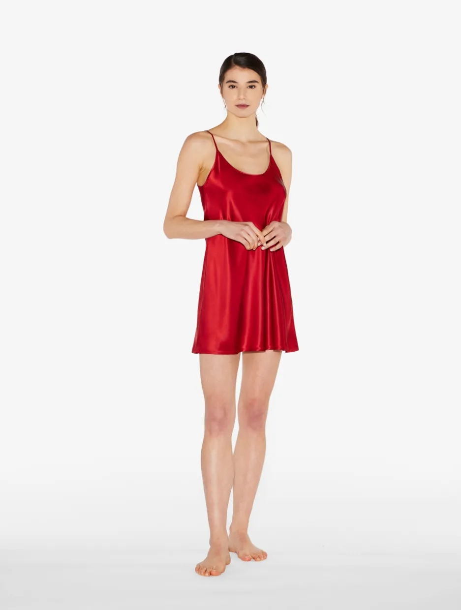 Silk Slip Dress In Garnet