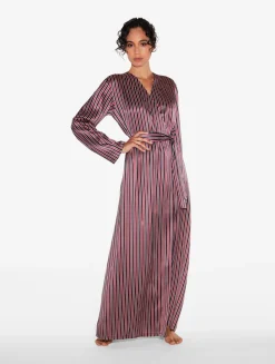 Silk Striped Long Robe