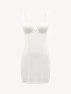 Slip Dress In Off-white Stretch Tulle