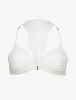 Soft Triangle Bra In Off White With Cotton Leavers Lace