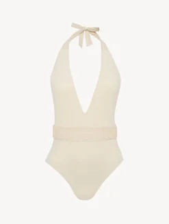 Swimsuit In Champagne With Beading