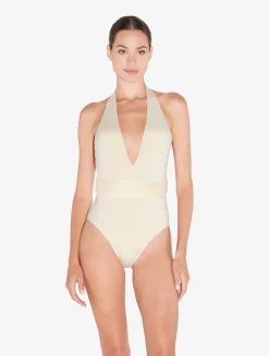 Swimsuit In Champagne With Beading