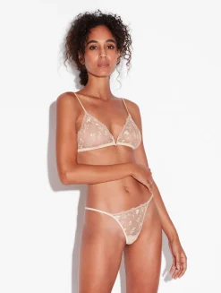 Thong In Halo And Ivory Nude With Embroidered Tulle