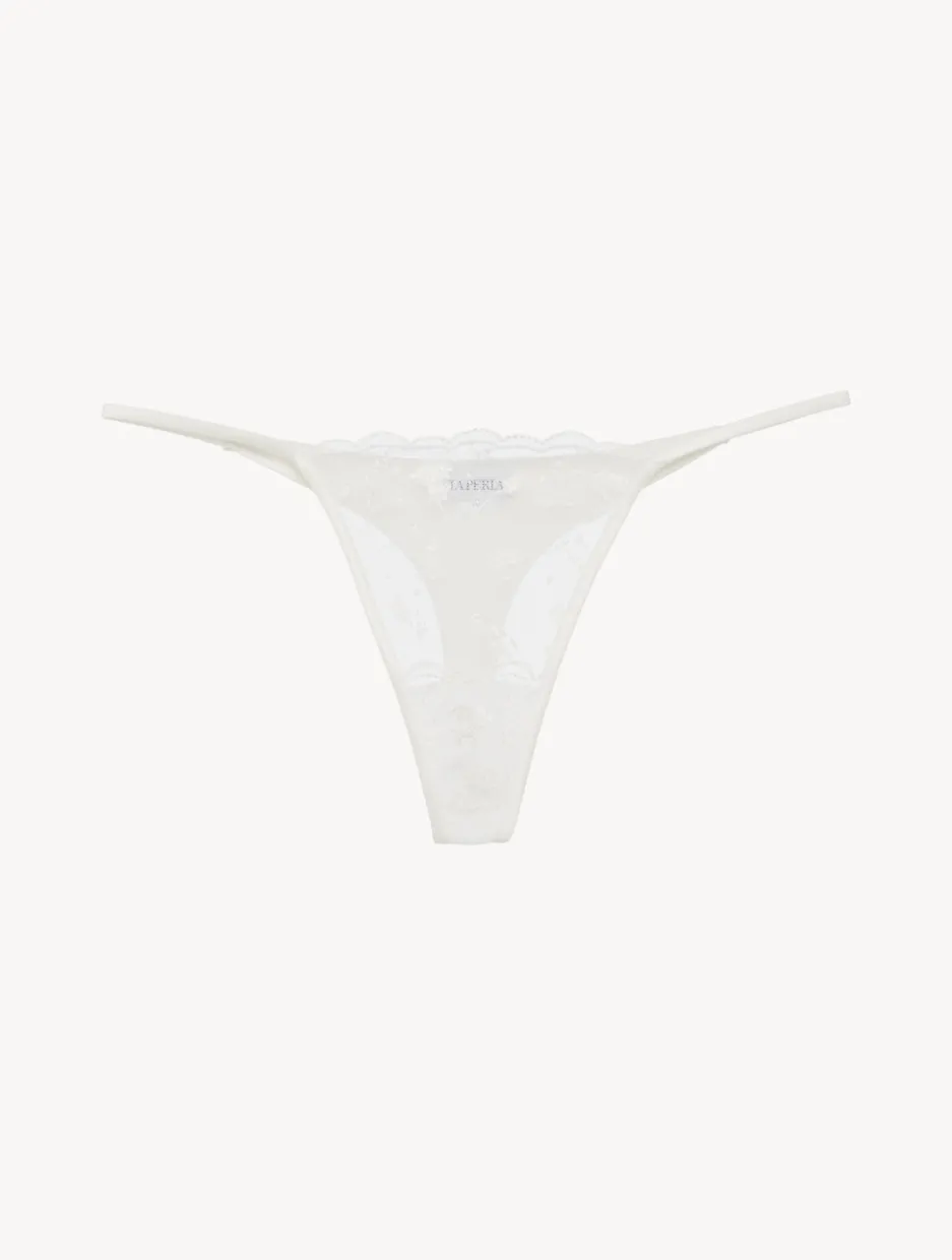 Thong In Lys With Embroidered Tulle
