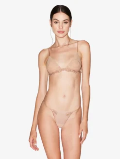 Thong In Sand Stretch Tulle