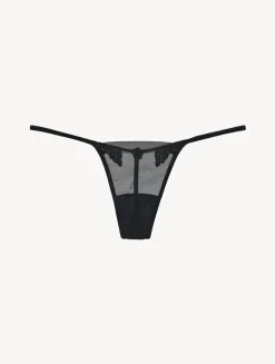 Thong In Sheer Black Stretch Tulle