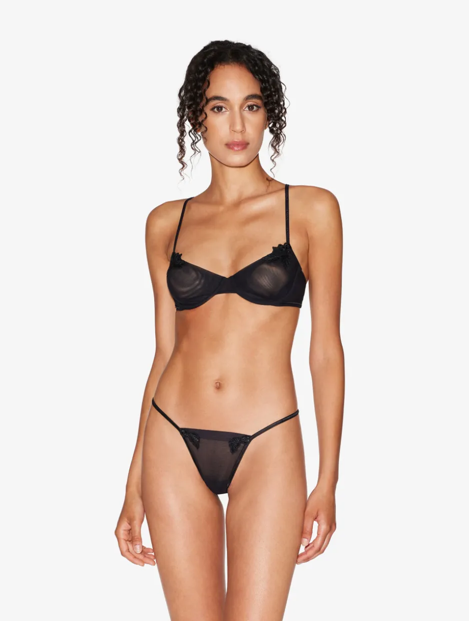 Thong In Sheer Black Stretch Tulle