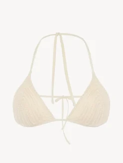 Triangle Bikini Top In Champagne With Beading