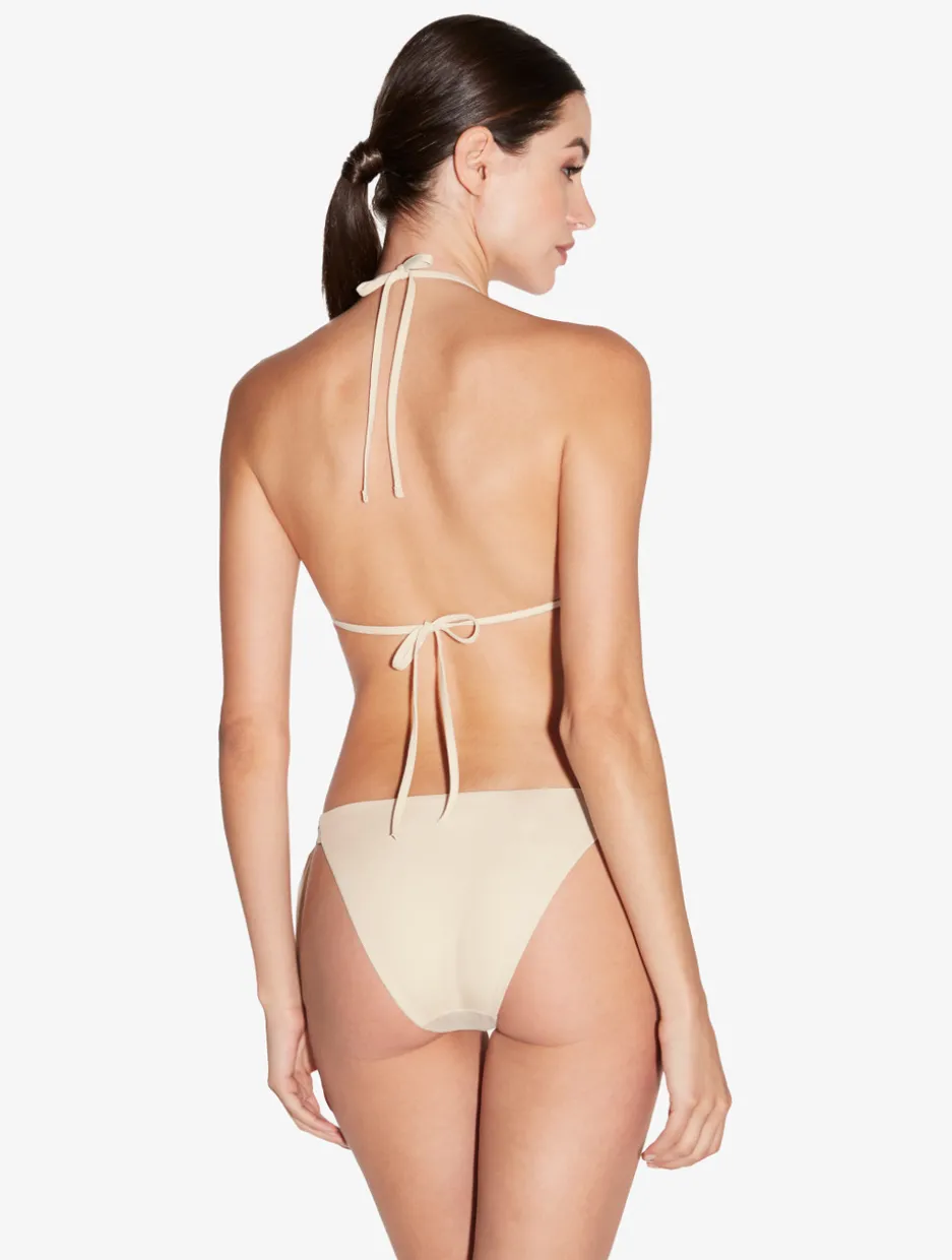 Triangle Bikini Top In Champagne With Beading