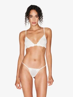 Triangle Bra In Off-white Stretch Tulle