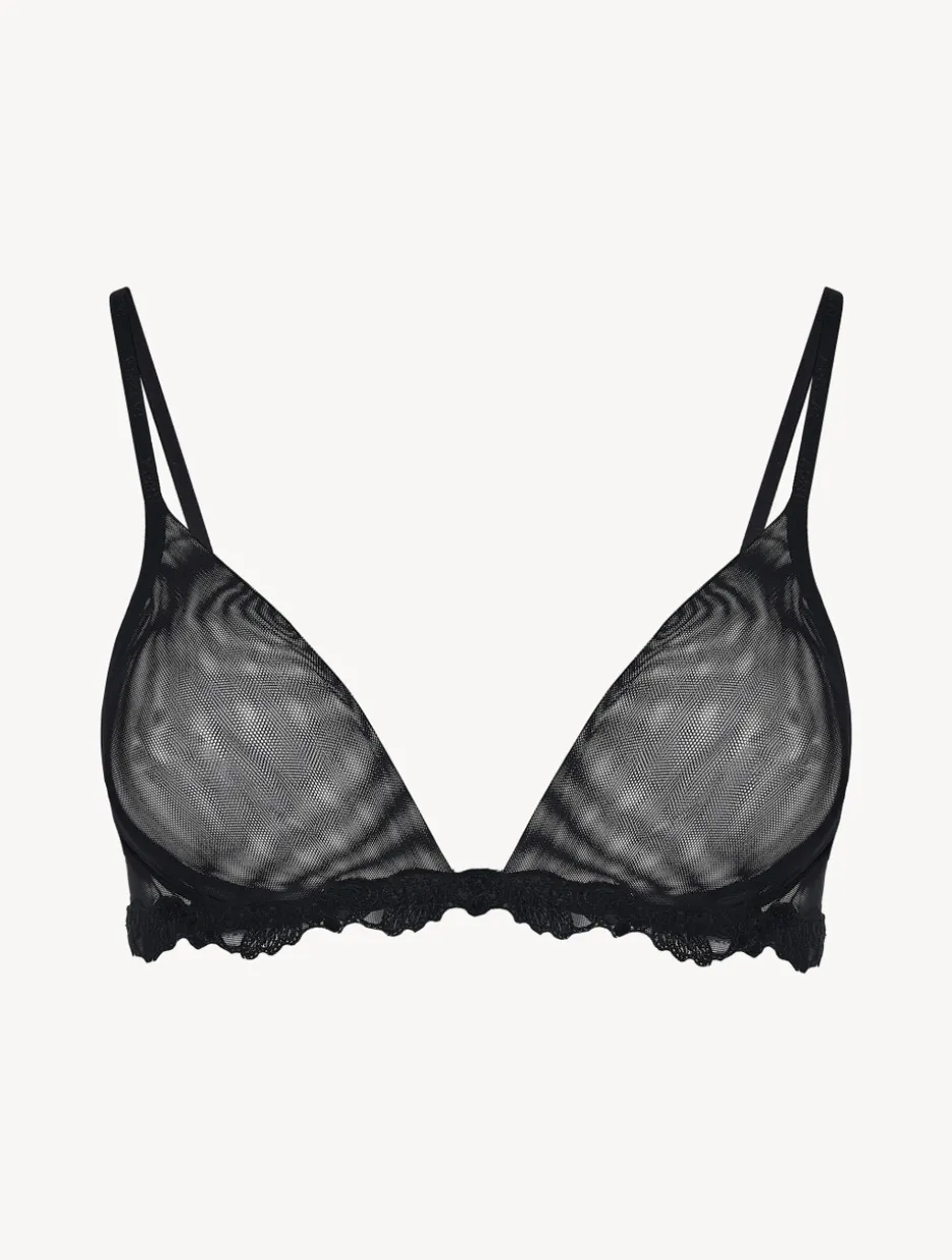 Triangle Bra In Sheer Black Stretch Tulle
