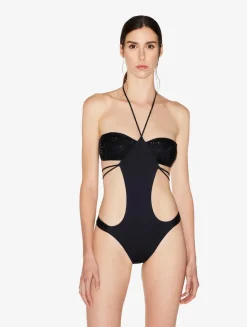 Trikini In Black With Beading