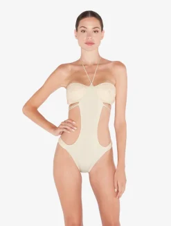 Trikini In Champagne With Beading