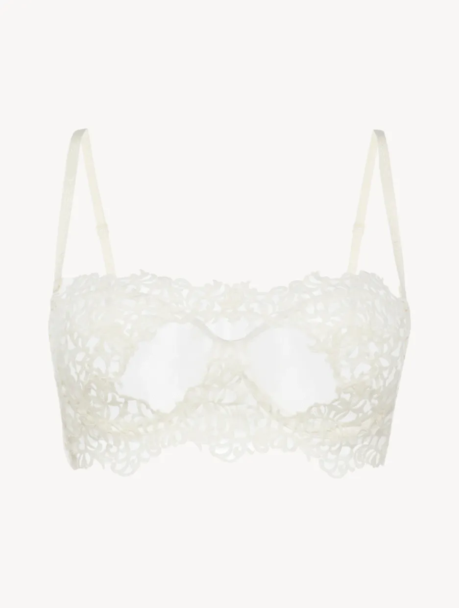 Underwired Bra With Macramé In Off-white