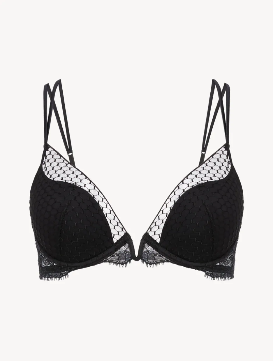 Underwired Push-Up Bra With Leavers Lace