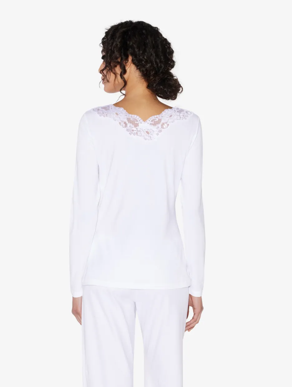 White Cotton Long-sleeved Top
