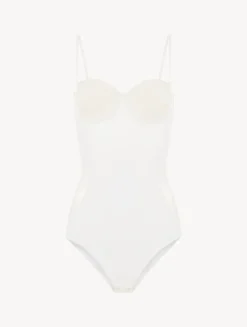 White Lycra Control Fit Body With Chantilly Lace